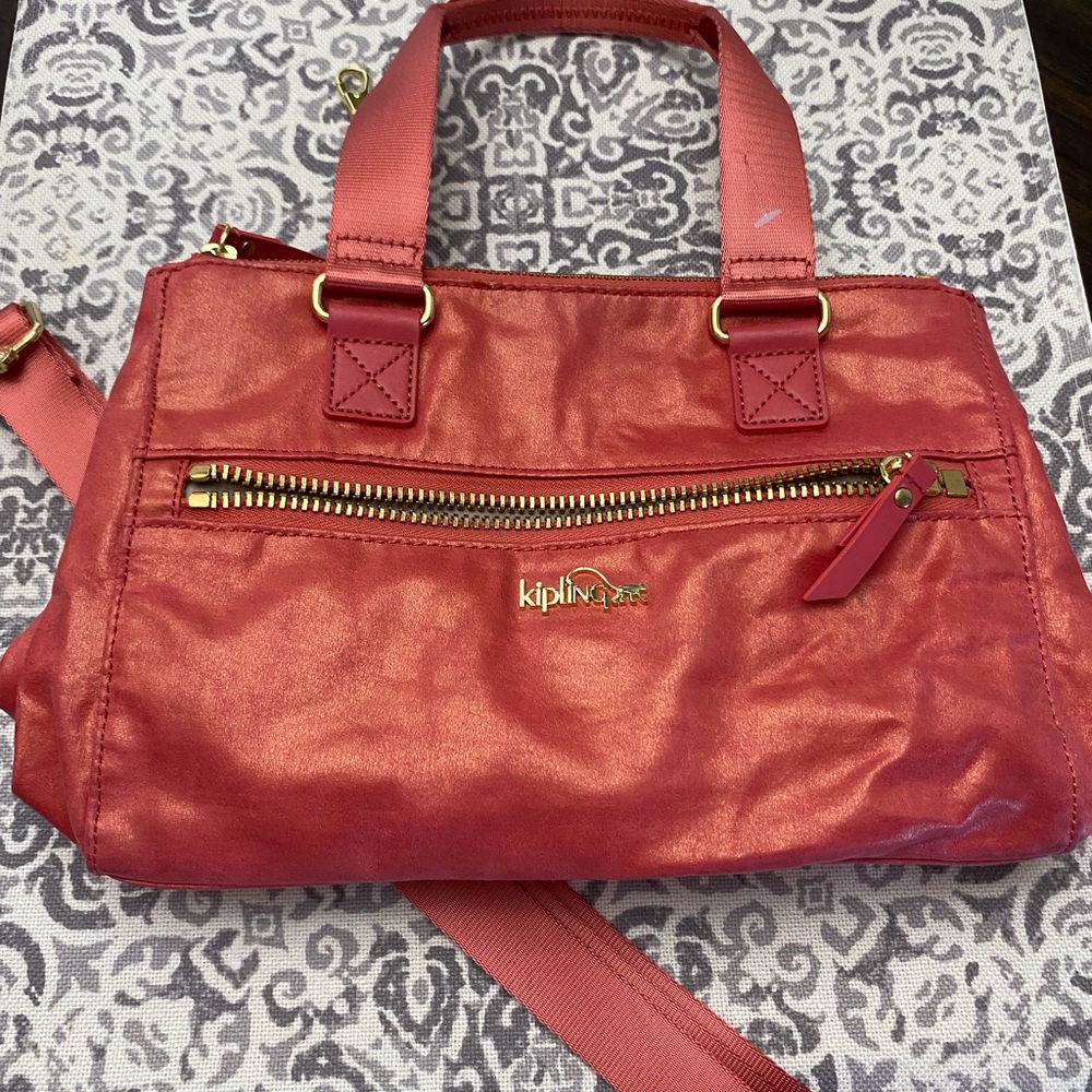 Kipling Shiny Coral Pink Shoulder & Handbagβ¨β¨ - Picture 4 of 16